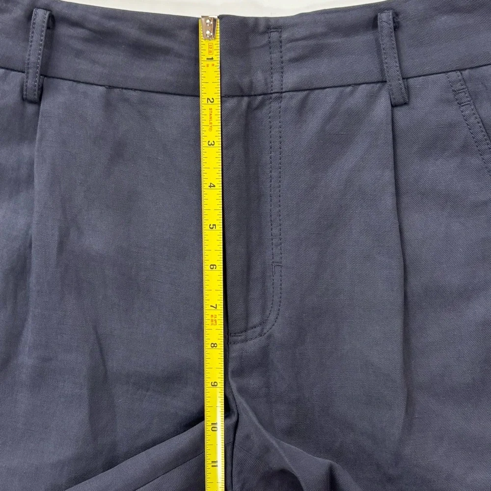 VINCE Navy Linen Cropped Tapered‎ Ankle Business Casual Pants Size 4